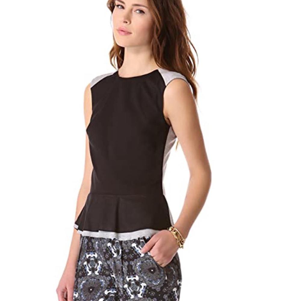 Diane von Furstenberg Women's Carolyn Top, Black/Grey Sz. 6